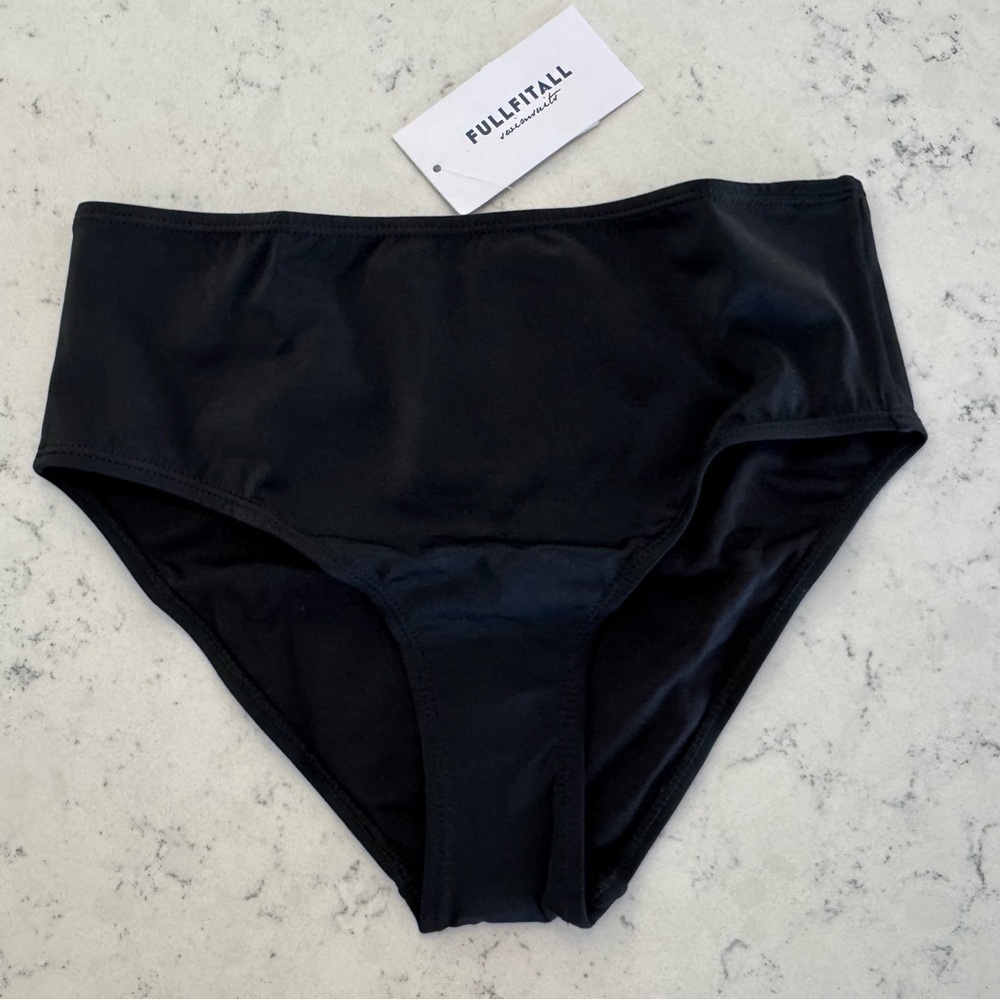 Black High Waist Bikini Swimsuit Bottoms Women’s Size 10 Fullfitall NWT